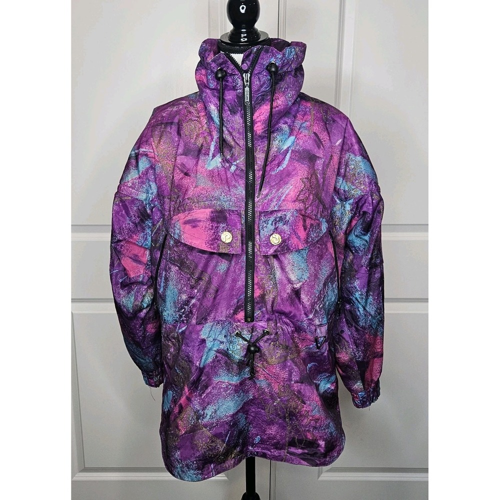 Vintage Black Bear Womens Pullover Sko‎ Jacket Half Zip Size 6 90s Purple